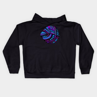 Mazipoodles New Fish Head Leaf Black Purple Blue Kids Hoodie